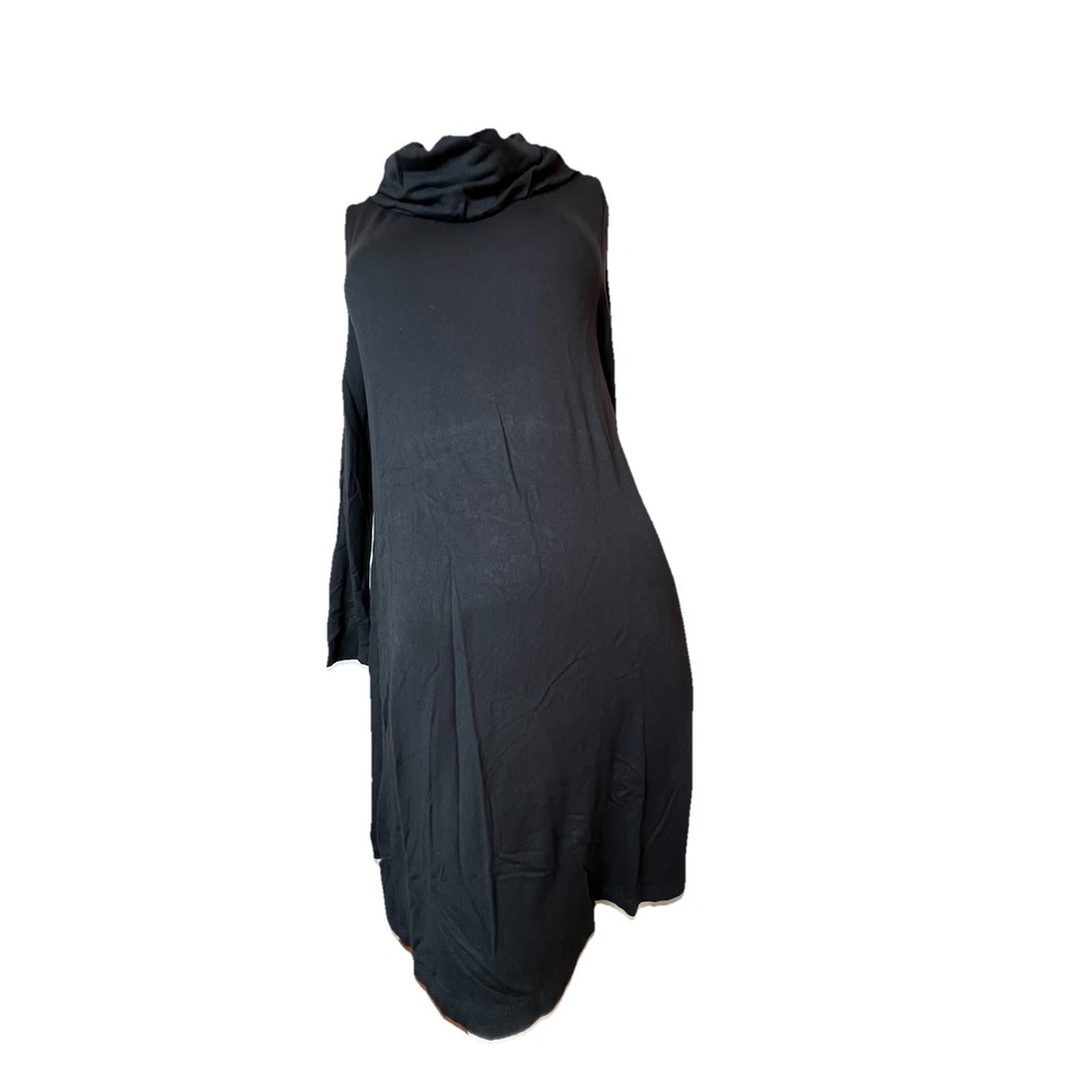 Lou & Grey For Loft  Long Sleeve Rayon Cowl Neck Dress Black Small
